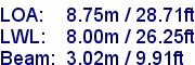 sail specifications