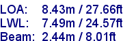 sail specifications