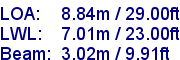 sail specifications