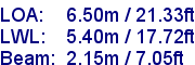 sail specifications