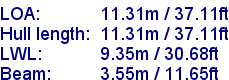 sail specifications