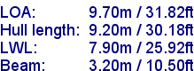 sail specifications