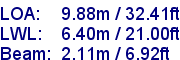 sail specifications