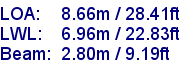 sail specifications