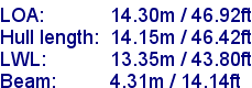 sail specifications