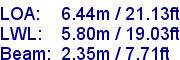 sail specifications