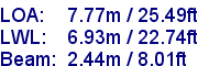 sail specifications