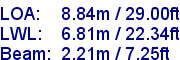 sail specifications