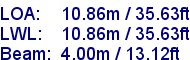 sail specifications