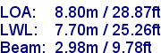 sail specifications