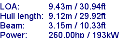 sail specifications